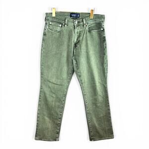 A&F Abercrombie Signature Stretch Athletic 90s Straight Olive Green Jeans 32x30